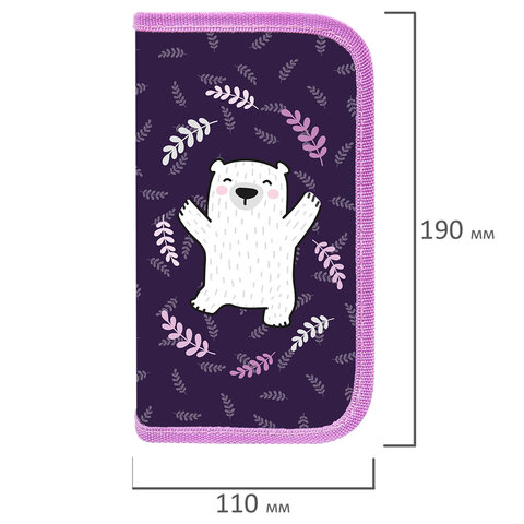Пенал ПИФАГОР, 2 отделения, ламинированный картон, 19×11 см, «Happy bear»