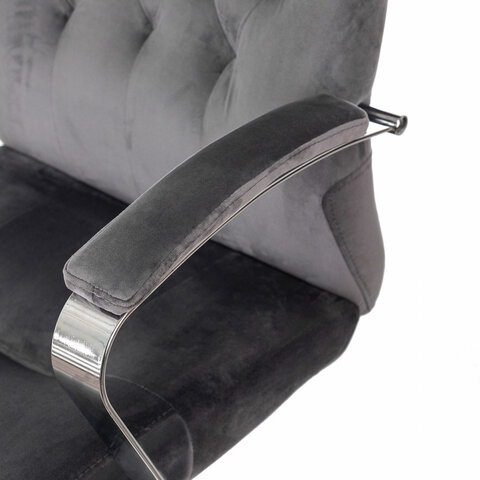 Кресло офисное T-9928SL, усиленное, НАГРУЗКА до 200 кг, хром, ткань, серое