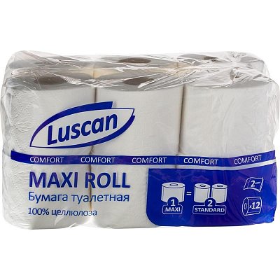 Бумага туалетная Luscan Comfort Max 2-слойная белая ( 12 рулонов в упаковке)