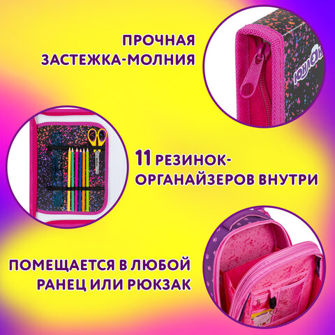 Папка для труда на молнии ЮНЛАНДИЯ А4, 1 отделение, откидная планка, органайзер, «True friend»