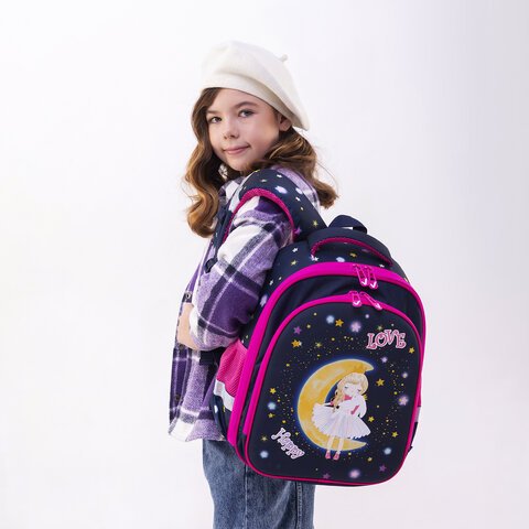 Ранец BRAUBERG KIDS STANDARD, 2 отделения, «Moon girl», 36×28х14 см