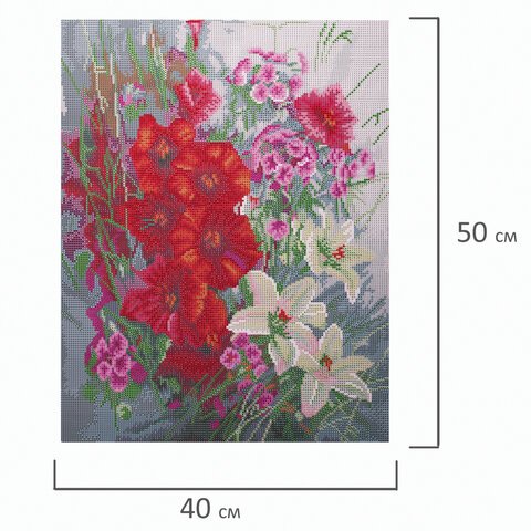 Картина стразами (алмазная мозаика) 40×50 см, ОСТРОВ СОКРОВИЩ «Цветочная симфония августа», без подрамника