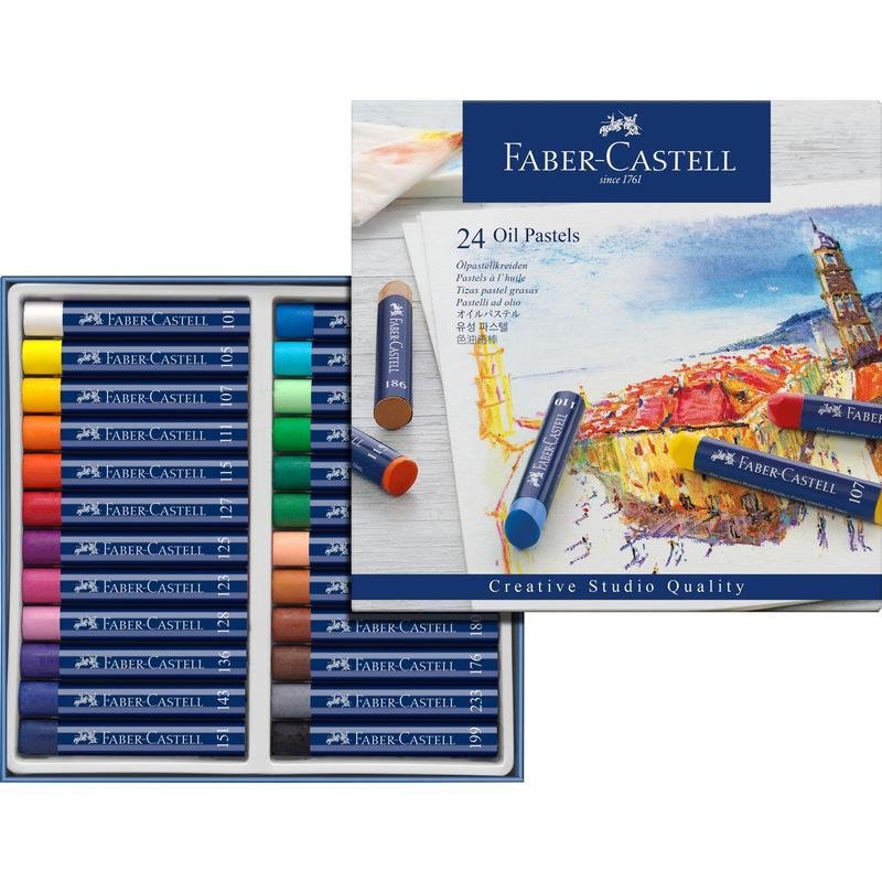 Пастель масляная художественная FABER-CASTELL «Oil Pastels», 24 цвета, круглое сечение