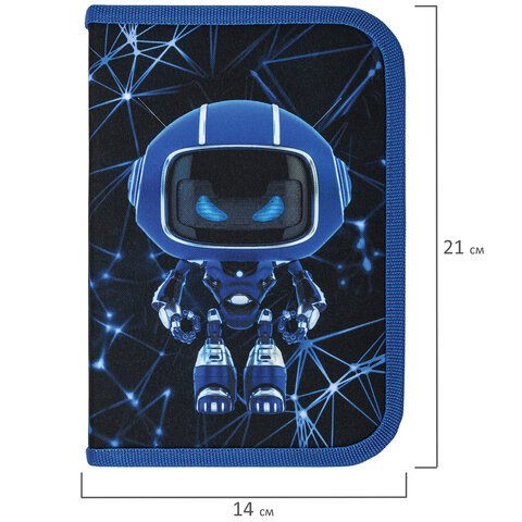 Пенал BRAUBERG, 1 отделение, полиэстер, 21×14 см, «Evil robot»