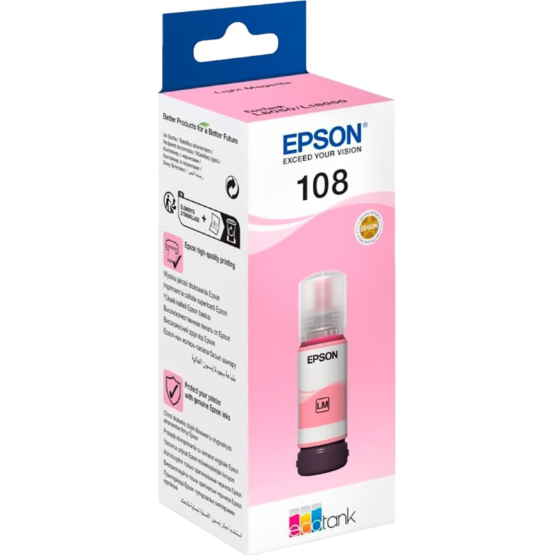 превью Чернила Epson 108 EcoTank Ink C13T09C64A для Epson L8050, Light Magenta 70ml