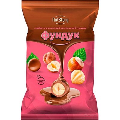 Конфеты NutStory Фундук в молочной шок. гл., 500 гр