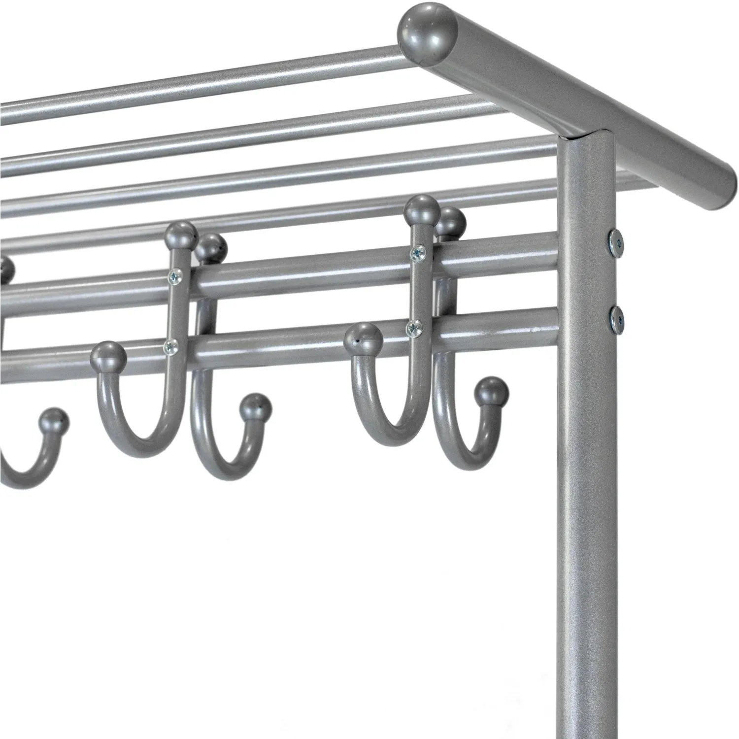 Вешалка МЕ_напольная М 9 с крючками (8209), колеса, металлик