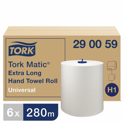 превью Полотенца бумажные в рулонах Tork Matic Universal Н1 1-слойные 6 рулонов по 280 метров (артикул производителя 290059)