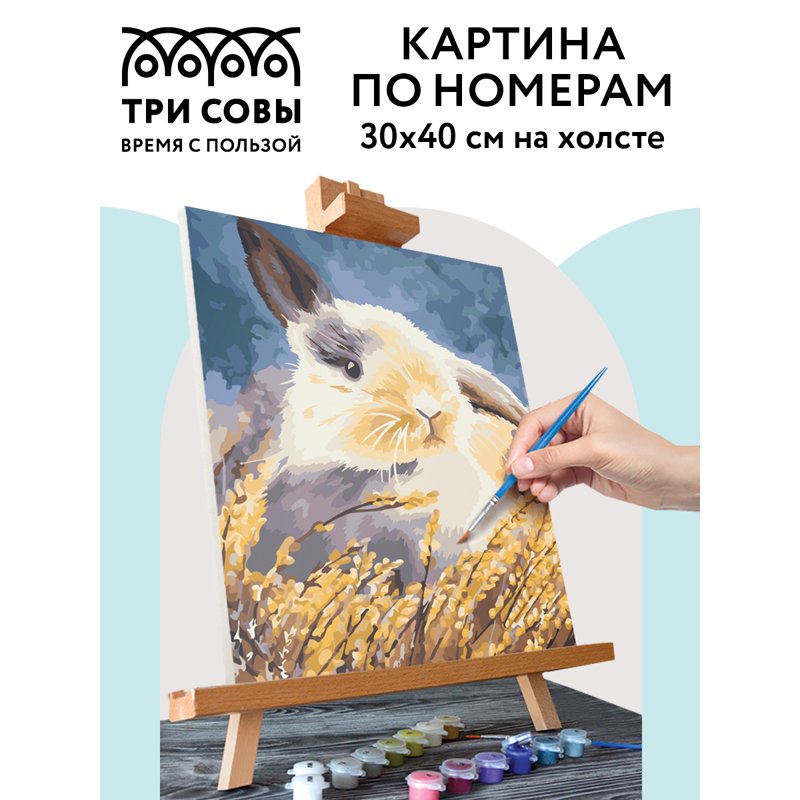 Картина по номерам на холсте ТРИ СОВЫ «Кролик», 30×40, с акриловыми красками и кистями