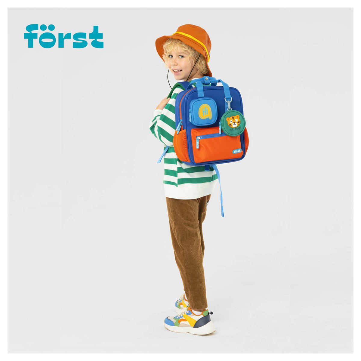Рюкзак Först F-Kids «Hi, Tiger! » 30.5×25.5×12.5см, 1 отделение, 5 карманов, эргономичная спинка