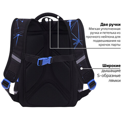 Ранец BRAUBERG LIGHT, 1 отделение, с брелоком, «Evil robot», 3D-панель, 36×26х13 см