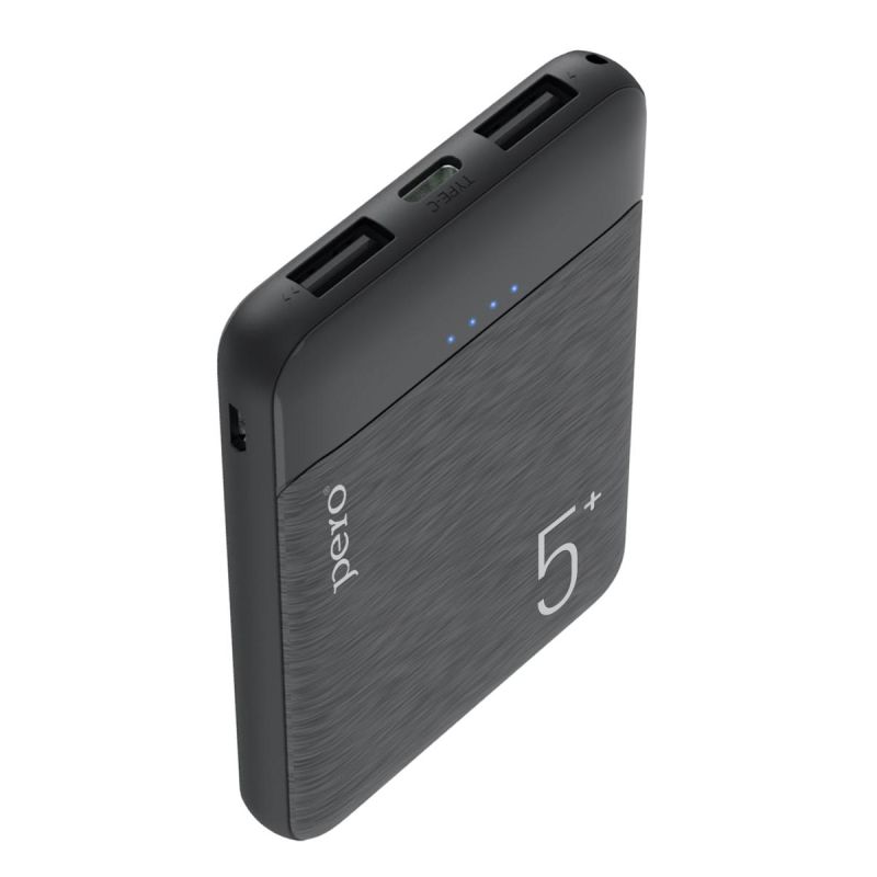 Внешний аккумулятор PERO PB01 5000 mAh, Li-Pol, output 2xUSB-A 2.1A, черный
