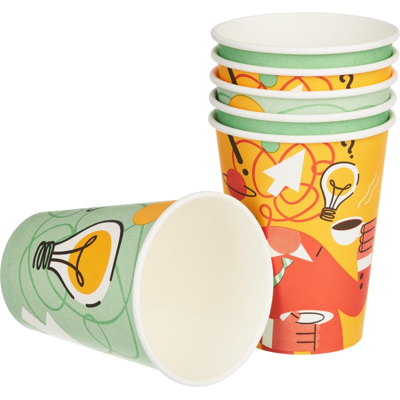 Стакан одноразовый бум 1-сл.350 мл d-90мм ИНСАЙТ (MIX) 50шт/уп