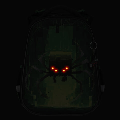 Ранец BRAUBERG PREMIUM, 2 отделения, с брелоком, «Digital spider», LED-ЛАМПОЧКИ, 38×29х16 см