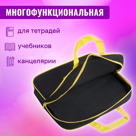 Папка на молнии с ручками BRAUBERG А4, 1 отделение, полиэстер, 80 мм, «Dark cat»