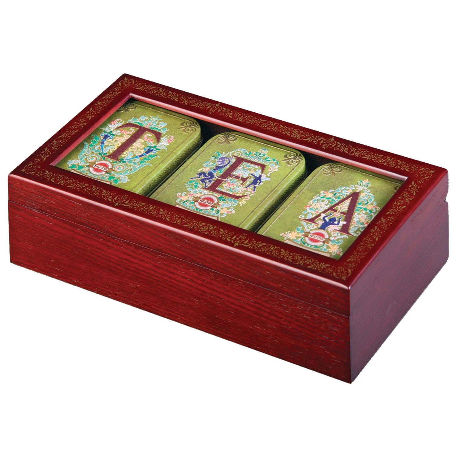 Чай HILLTOP «Tea», 3 чайницы с коллекцией листового чая в деревянной шкатулке, 150 г