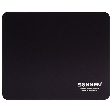 Коврик для мыши SONNEN «BLACK», резина + ткань, 220×180х3 мм