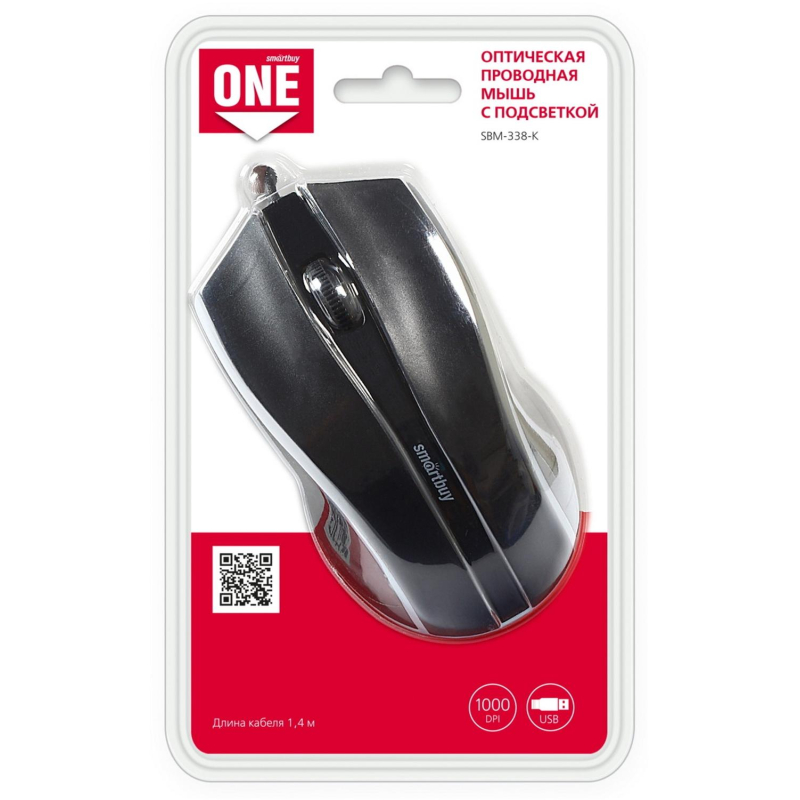 Мышь компьютерная Smartbuy ONE 338 проводная RGB черная (SBM-338-K)/40