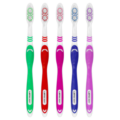 Зубная щетка средней жесткости, КОМПЛЕКТ 10 шт., LAIMA DENT