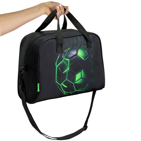 Сумка для занятий BRAUBERG KIDS с ручками, плечевой ремень, 35×25x15 см, «Green ball»