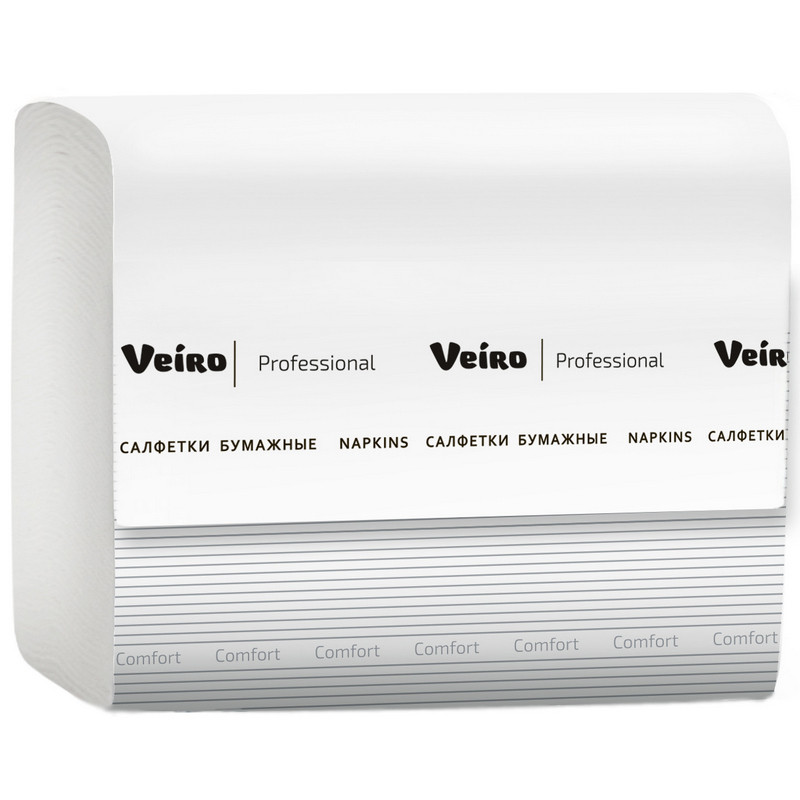 Салфетки VEIRO Professional, Comfort, комплект 15 шт. х 220 шт., 2-слойные, белые, 21х16,2, V, NV211