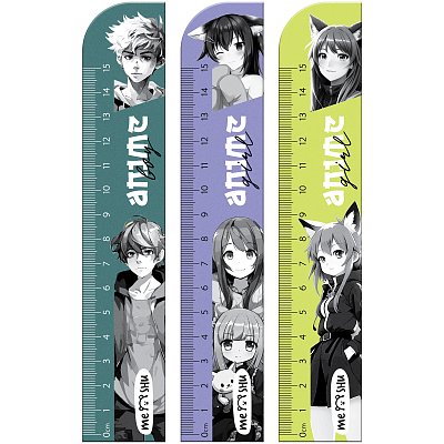 Линейка 15см MESHU «Anime», деревянная, ассорти, европодвес