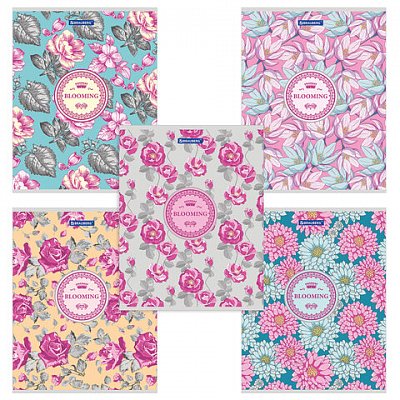 Тетрадь 48 л. BRAUBERG, клетка, металлизированный картон, "Vintage", 5 видов