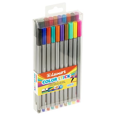 Фломастеры Luxor «Color Stick», 20цв., смываемые, ПВХ, европодвес