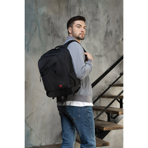 Рюкзак B-PACK «S-09» (БИ-ПАК) универсальный, с отделением для ноутбука, уплотненная спинка, черный, 44×30×14 см
