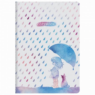 Тетрадь 40 л. в клетку обложка SoftTouch, бежевая бумага 70 г/м2, сшивка, А5 (147×210 мм), ДОЖДИК, BRAUBERG