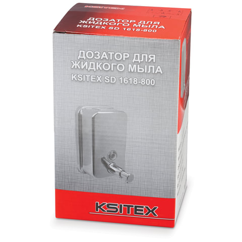 Диспенсер для жидкого мыла KSITEX, наливной, нержавеющая сталь, зеркальный, 0.8 л
