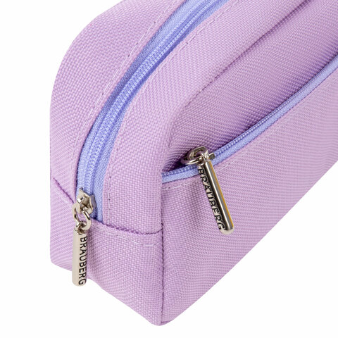 Пенал мягкий BRAUBERG PASTEL, 2 отделения, фиолетовый, 21×9.5×5 см