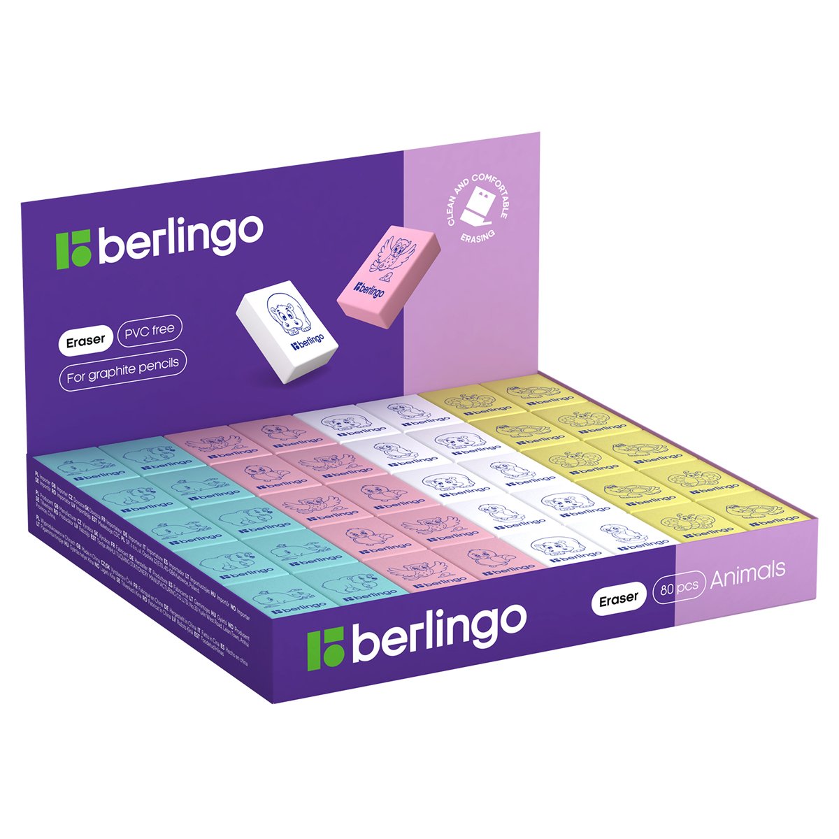 Ластик Berlingo «Animals», прямоугольный, термопластичная резина, 28×18×10мм