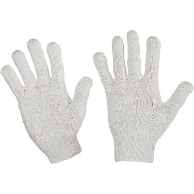 Перчатки защитные трикотажн без ПВХ 5 нити 40гр 10кл 300 пар/уп (белые)