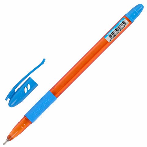 Ручка шариковая масляная с грипом BRAUBERG GLASSY SKY BLUE, СВЕТЛО-СИНЯЯ, узел 0.7 мм, линия письма 0.35 мм