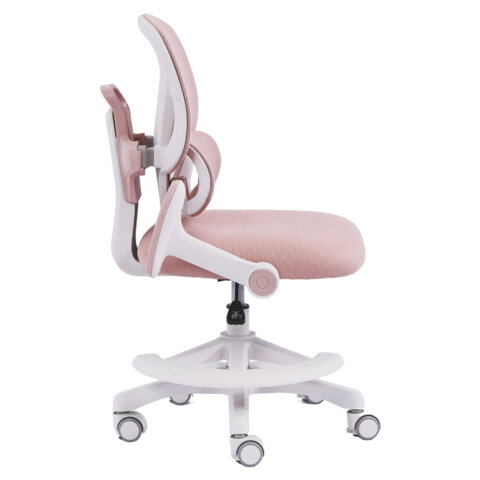 Кресло детское с подставкой для ног BRABIX KIDS «MG-220», сетка/ткань TW, розовое
