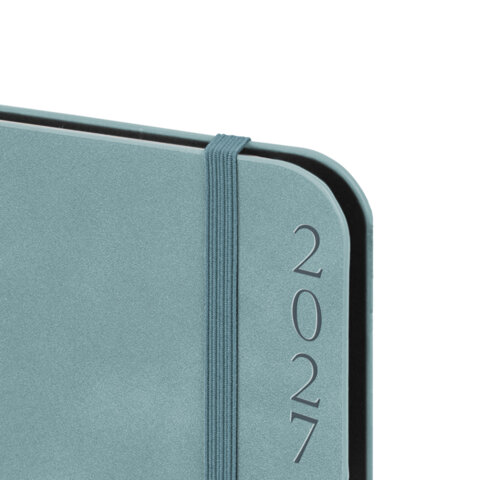Ежедневник датированный 2027, А5, 151×213 мм, BRAUBERG «Note», под кожу, держатель для ручки, серо-голубой