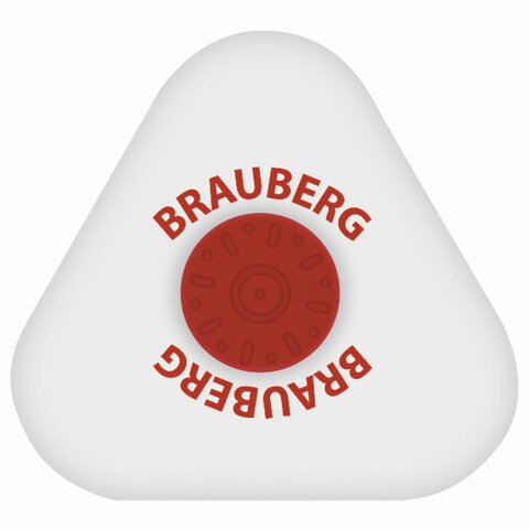 превью Резинка стирательная BRAUBERG, треугольная, пластиковый держатель, 10?45?45 мм, белая, в упаковке с подвесом
