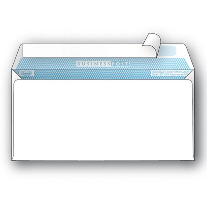 Конверт белый BusinessPost E65, стрип, пр.окно (110×220, 1000шт/кор)