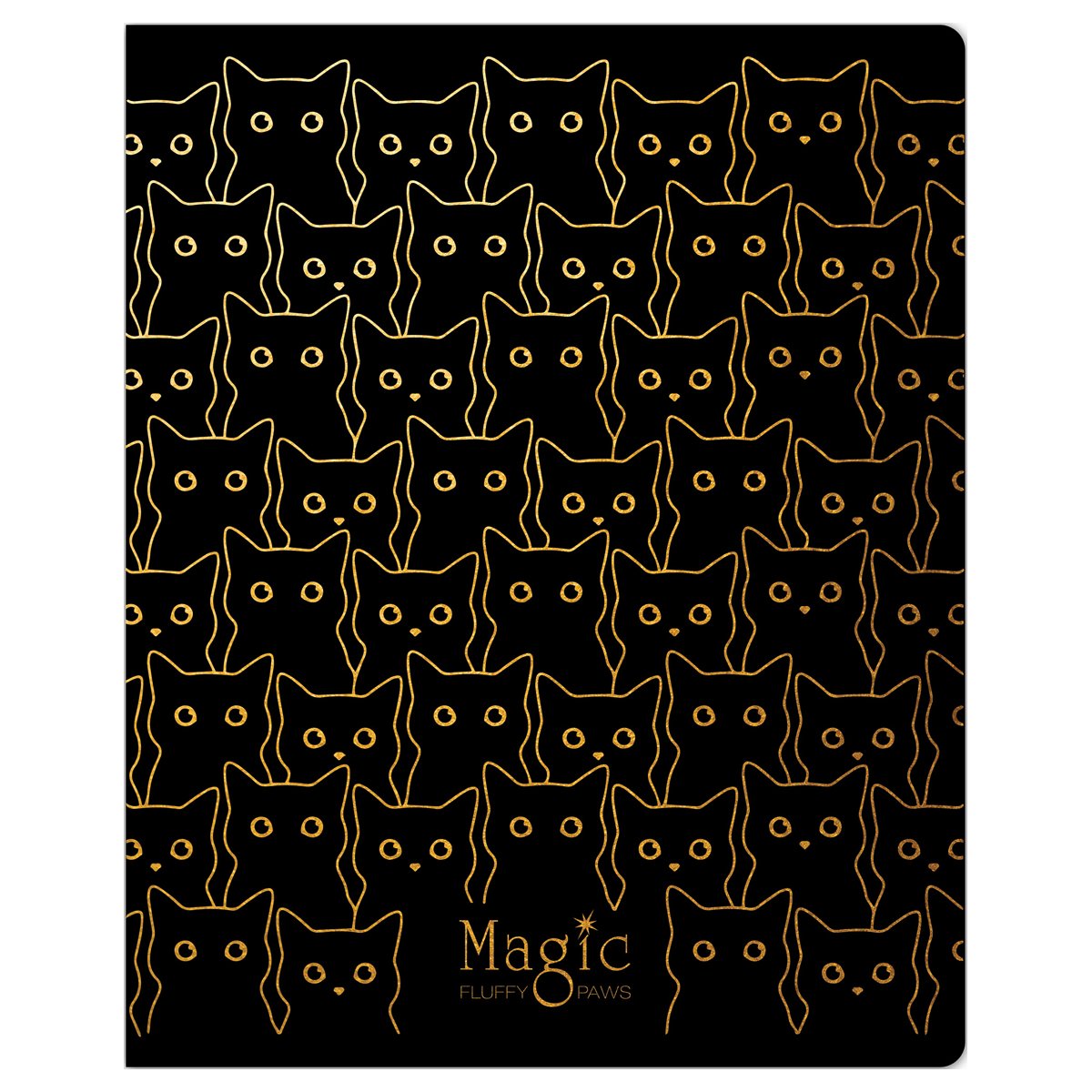 Тетрадь 48л., клетка MESHU «Black cat», матовая ламинация, тиснение фольгой