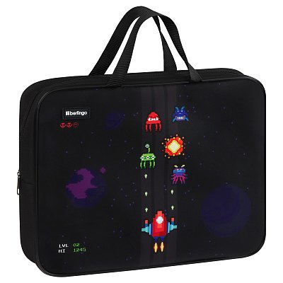 Папка текстильная с ручками 1 отделение, А4 Berlingo «Space Battle», 350×265×80мм, текстиль, на молнии