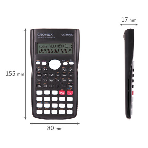 Калькулятор инженерный CROMEX (КРОМЕКС) СX-240BK (155×80 мм), 240 функций, 10+2 разрядов, черный, 273832