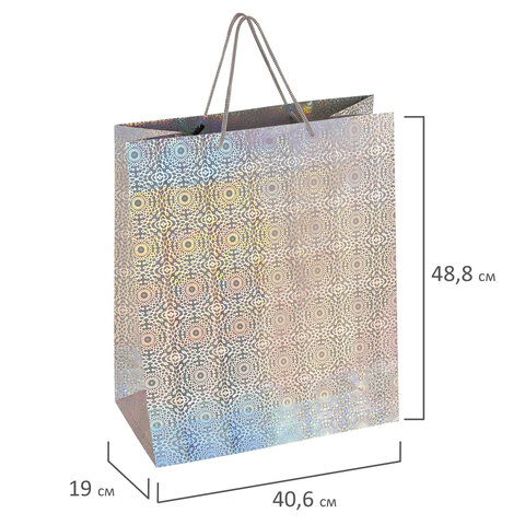 Пакет подарочный 41×19x49 см (XXL), НАБОР 3 шт., 3 дизайна, голография, ЗОЛОТАЯ СКАЗКА