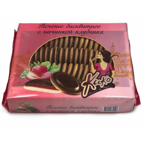превью Печенье бисквитное глазированное КИКО со вкусом клубники 1.2 кг