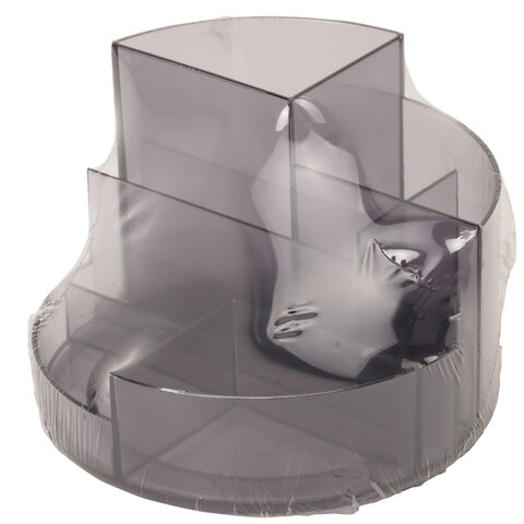 Подставка-органайзер BRAUBERG ROUND, 6 отделений, 130×130х90 мм, тонированная серая, 238101