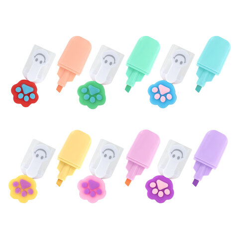 Набор текстовыделителей с топперами 6 ЦВЕТОВ ПАСТЕЛЬ, «ЛАПКИ», линия 1-4 мм, FUNSTER (ФАНСТЕР)