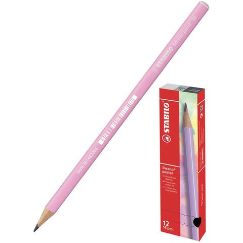 Карандаш чернографитный STABILO, 1 шт., «Schwan Pastel», HB, корпус пастельный розовый
