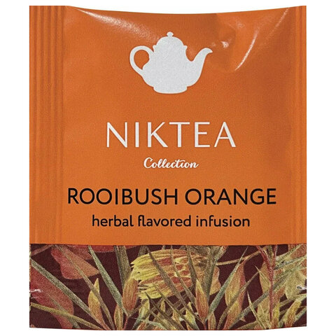 Чай NIKTEA «Ройбуш Оранж» травяной со вкусом апельсина, 25 пакетиков в конвертах по 2 г