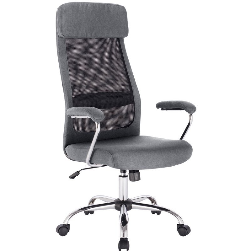 Кресло для руководителя Easy Chair 591 TC черное/серое  (сетка/ткань/хромированный металл) арт. 1050343 - купить в Москве оптом и в  розницу в интернет-магазине Deloks
