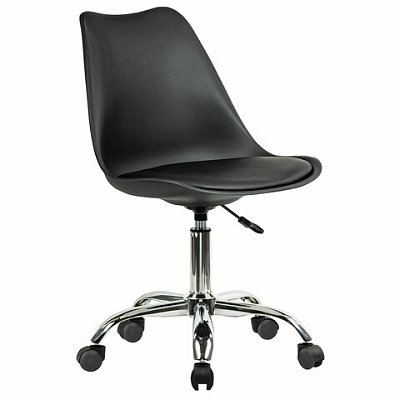 Кресло стул BRABIX «Eames MG-310 CH», хром, пластик черный, экокожа черная
